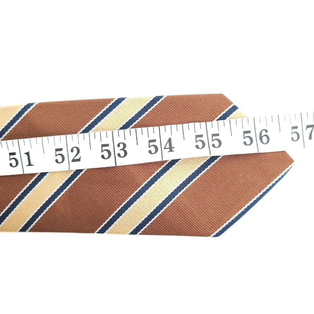 McCurdy's Men Necktie Striped Polyester Brown Blue Beige Size 57x3 - NWOT